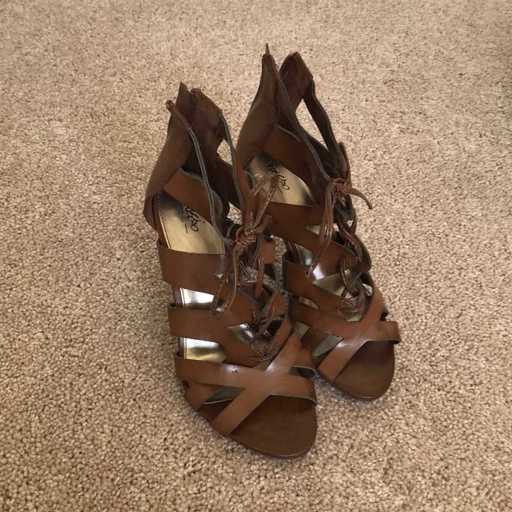 Tan strappy heels